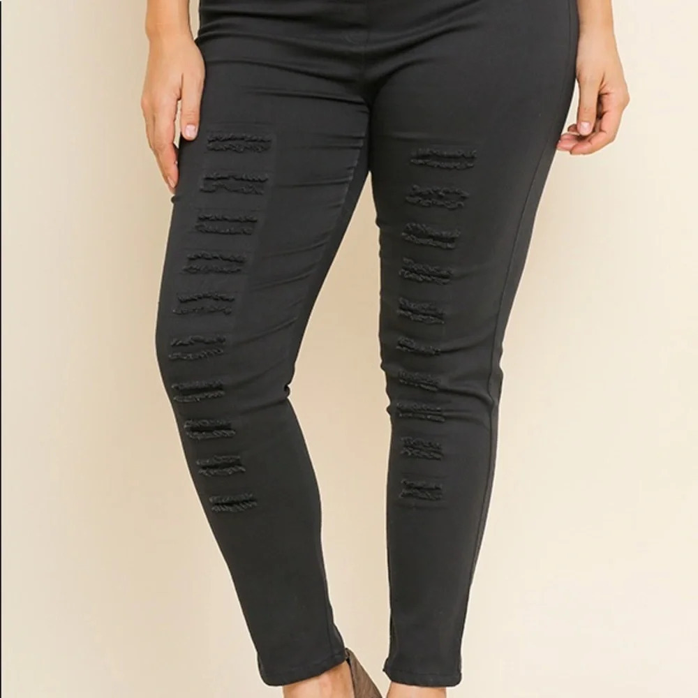 NWT Umgee Boutique high waisted jeggings distressed detail xl 1X festival